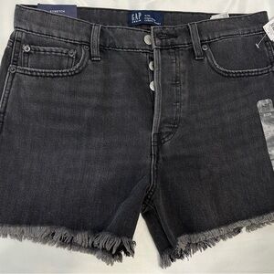 GAP Charcoal Frayed Hem Denim Shorts